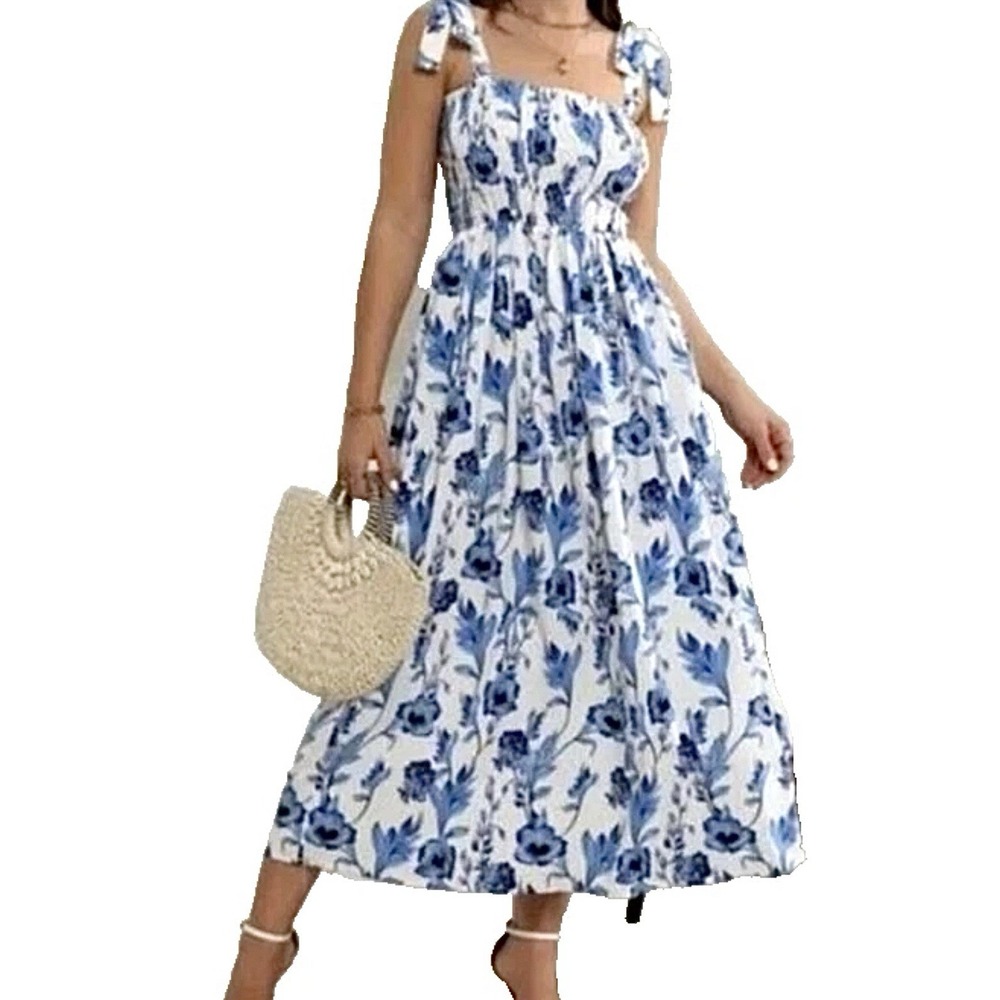 Haute Hippie Floral Midi Dress Women Tier Ruffle‎ Smock Fairy Cottagecore Size 6